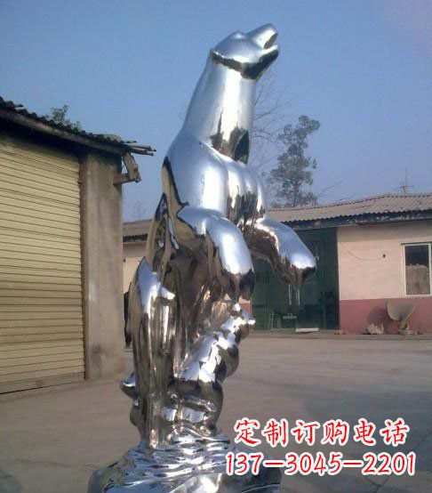 福建公园不锈钢抽象北极熊动物雕塑