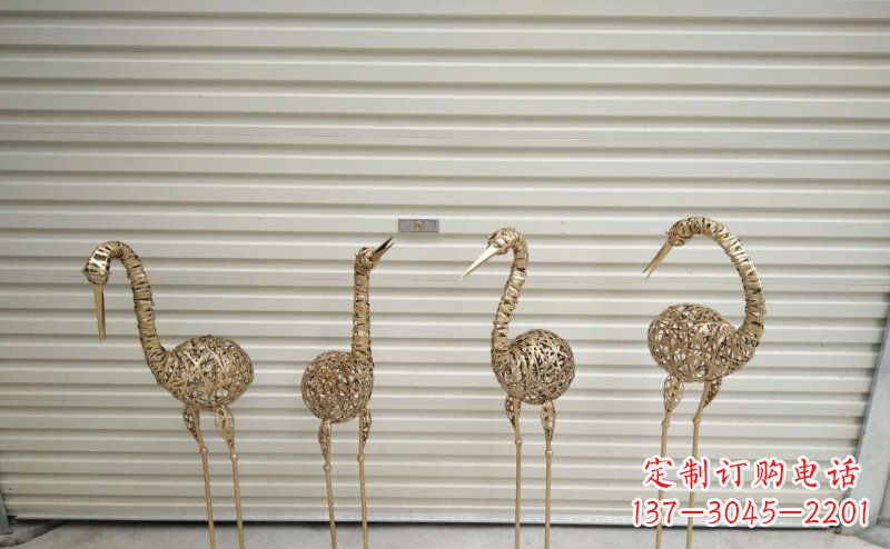 福建优雅精致丹顶鹤不锈钢雕塑