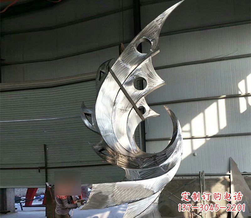 福建公园不锈钢抽象凤凰景观雕塑 (3)