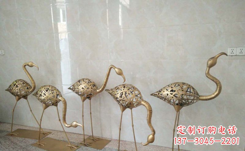 福建不锈钢抽象火烈鸟动物雕塑