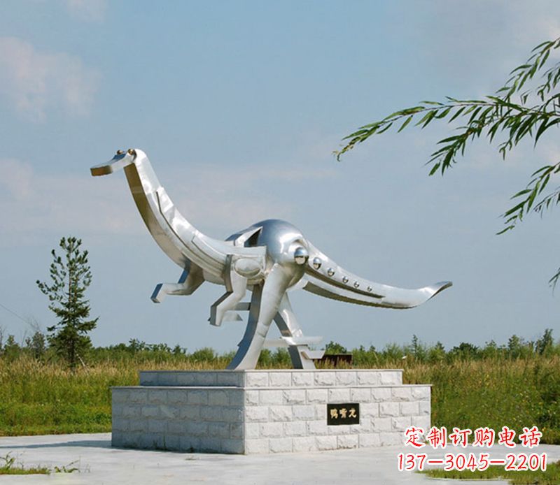 福建特大不锈钢抽象恐龙雕塑
