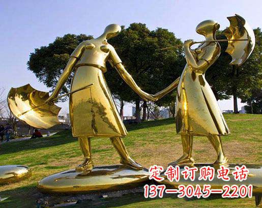 福建长伴相守,情缘两生——不锈钢抽象情侣雕塑