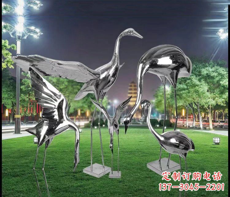 福建大型不锈钢仙鹤雕塑