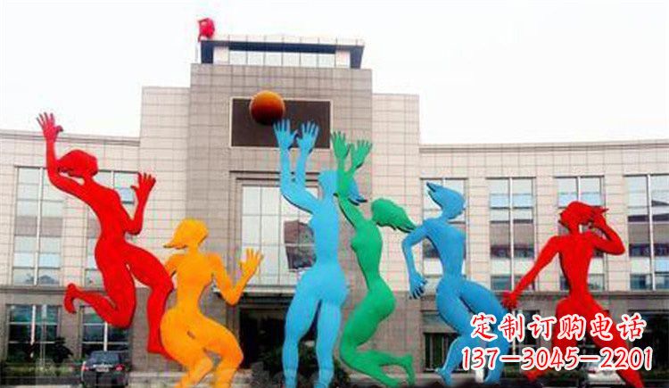 福建激情运动的写照不锈钢女孩打篮球雕塑