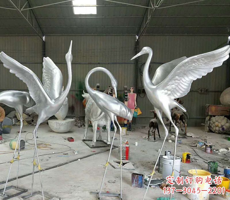 福建艺术雕刻仙鹤不锈钢雕塑