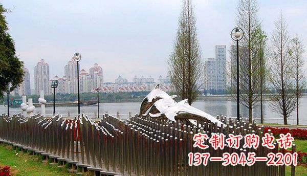 福建动物主题不锈钢海豚雕塑