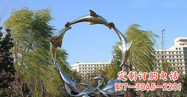 福建华丽精致的不锈钢海豚雕塑