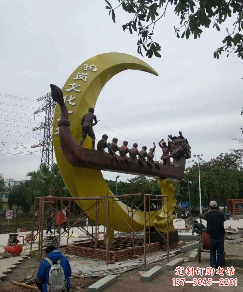 福建艺术型不锈钢龙舟雕塑