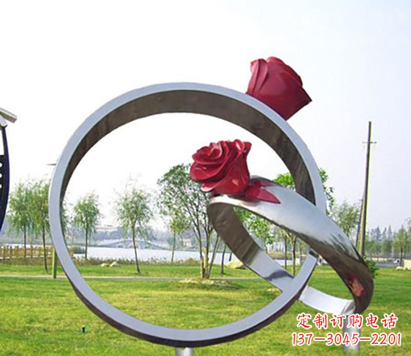 福建不锈钢景观婚戒雕塑