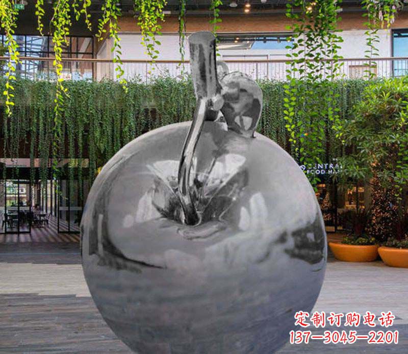 福建公园时尚不锈钢镜面苹果雕塑