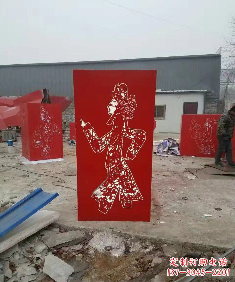 福建不锈钢灯罩皮影戏人物雕塑