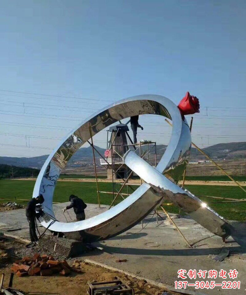 福建精美不锈钢玫瑰景观雕塑