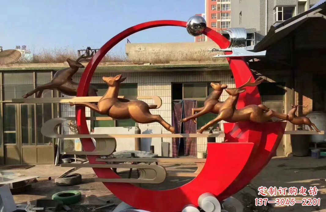 福建高端不锈钢梅花鹿雕塑