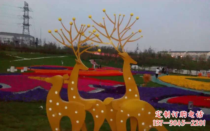 福建不锈钢美陈动物鹿雕塑
