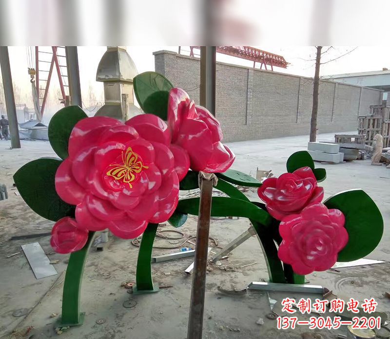 福建中领雕塑花朵般精美的不锈钢牡丹雕塑