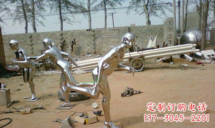 福建精致美丽的不锈钢跑步女孩雕塑