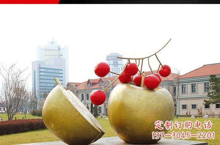 福建公园不锈钢苹果樱桃雕塑