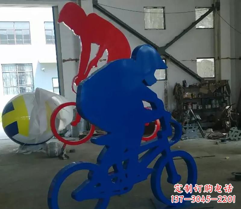 福建公园不锈钢骑自行车运动人物雕塑
