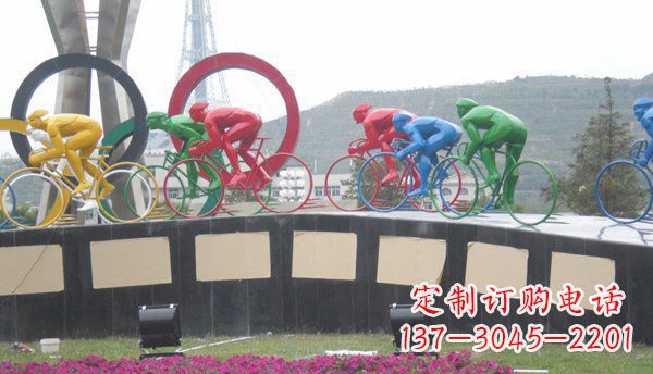 福建品味传统,扬帆未来——不锈钢骑自行车雕塑