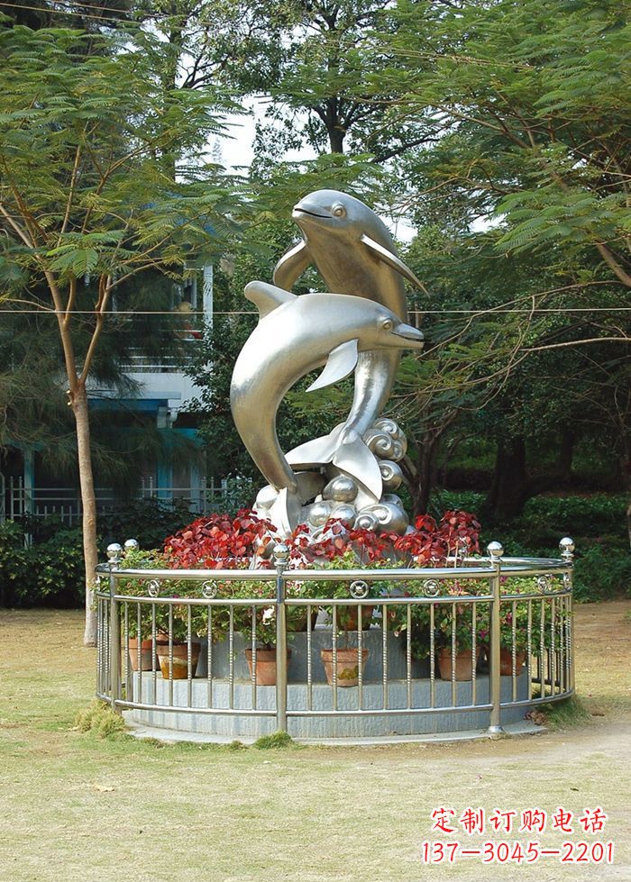 福建不锈钢踏浪海豚雕塑