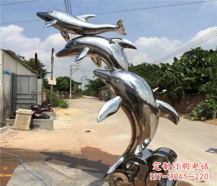 福建冲浪海豚不锈钢雕塑
