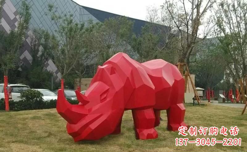 福建摩洛哥高端不锈钢犀牛雕塑