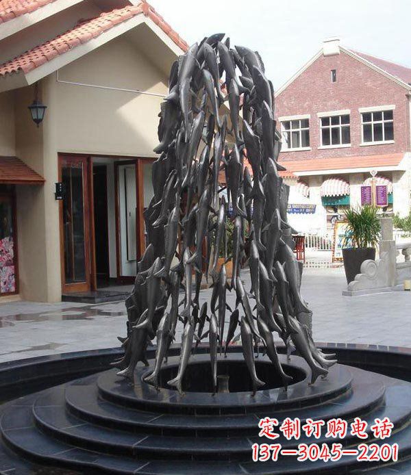 福建跃动的生命——景区向上游的鱼群喷泉雕塑