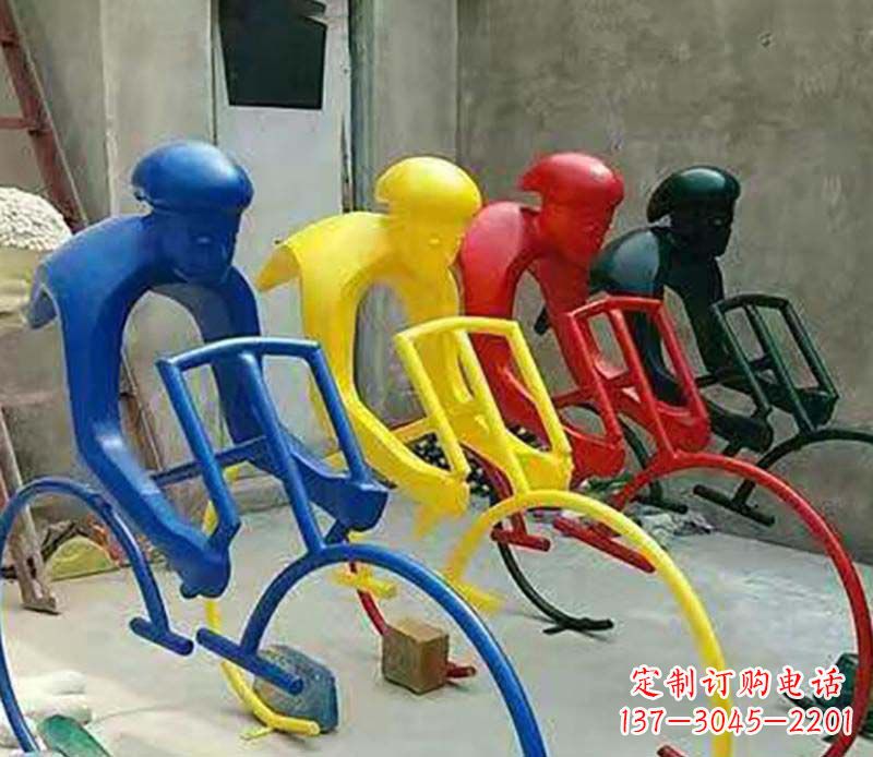 福建不锈钢自行车运动人物景观雕塑