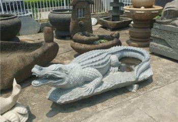 福建精美的鳄鱼花岗岩动物雕塑