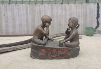 福建精美儿童下棋铜雕