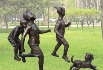 福建仿铜跑步小孩雕塑