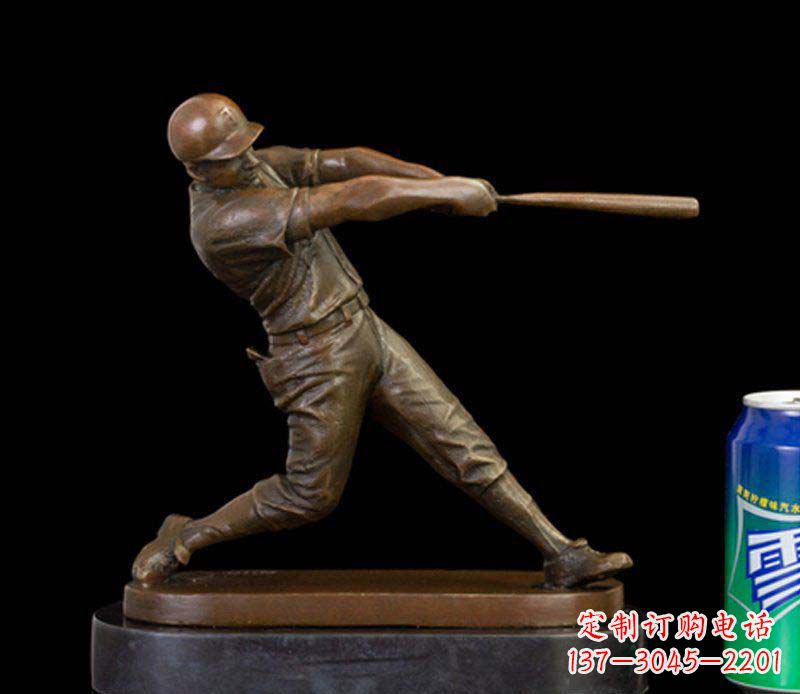 福建风采动人的人物铜雕棒球雕塑
