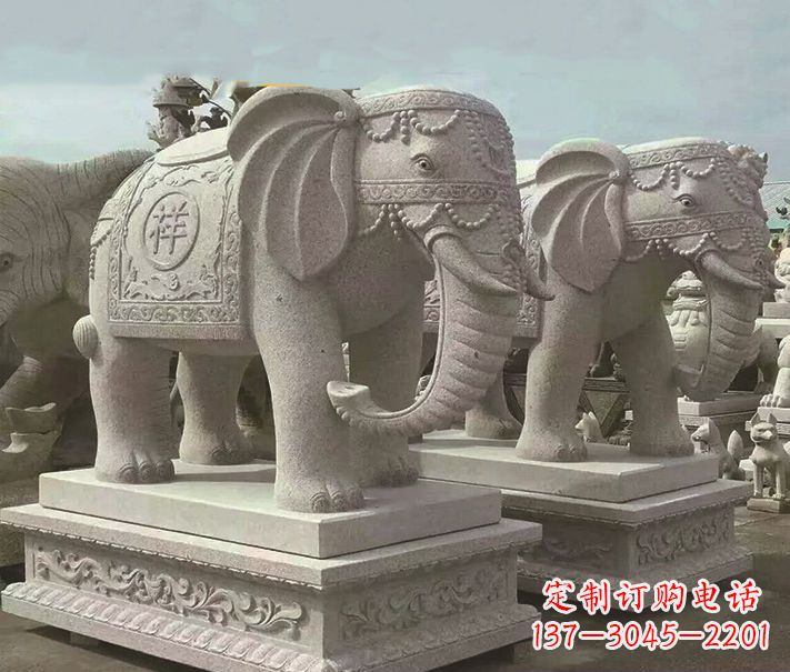 福建精美大象大理石雕塑