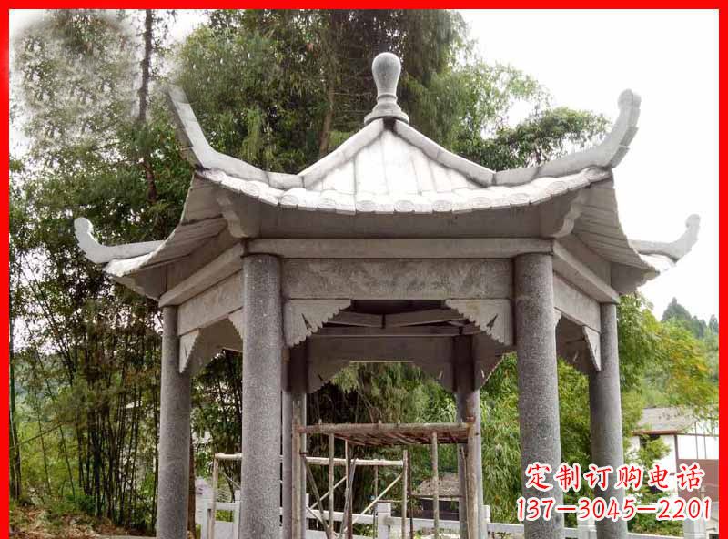 福建公园大理石六角凉亭石雕
