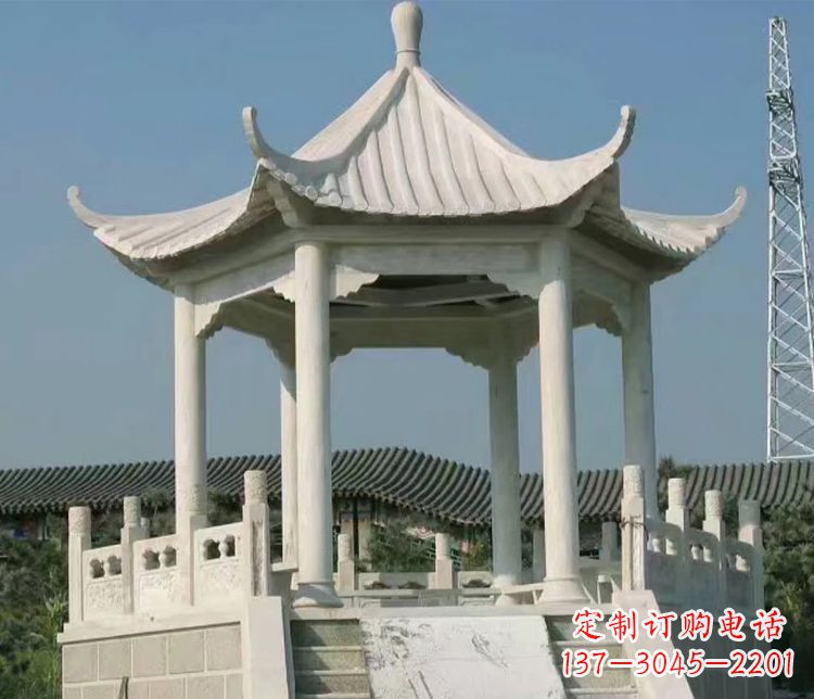 福建极具视觉冲击力的大理石六角石凉亭雕塑