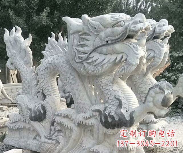 福建优雅古典大理石生肖龙雕塑