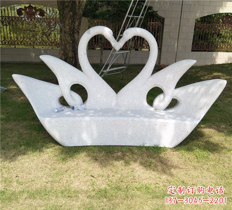福建公园大理石天鹅座椅