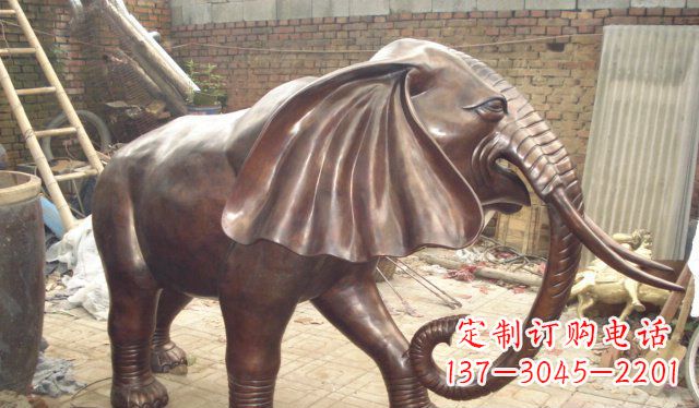 福建精美细腻的铸铜大象雕塑