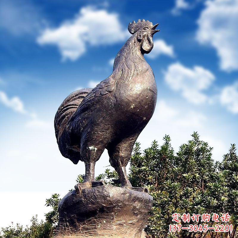 福建威风凛凛的大型铸铜酉鸡雕塑
