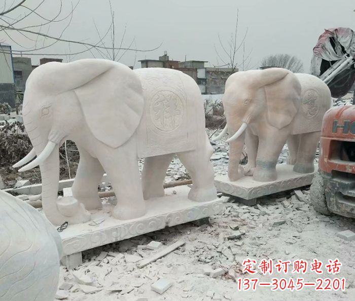 福建公园动物大象石雕 (5)