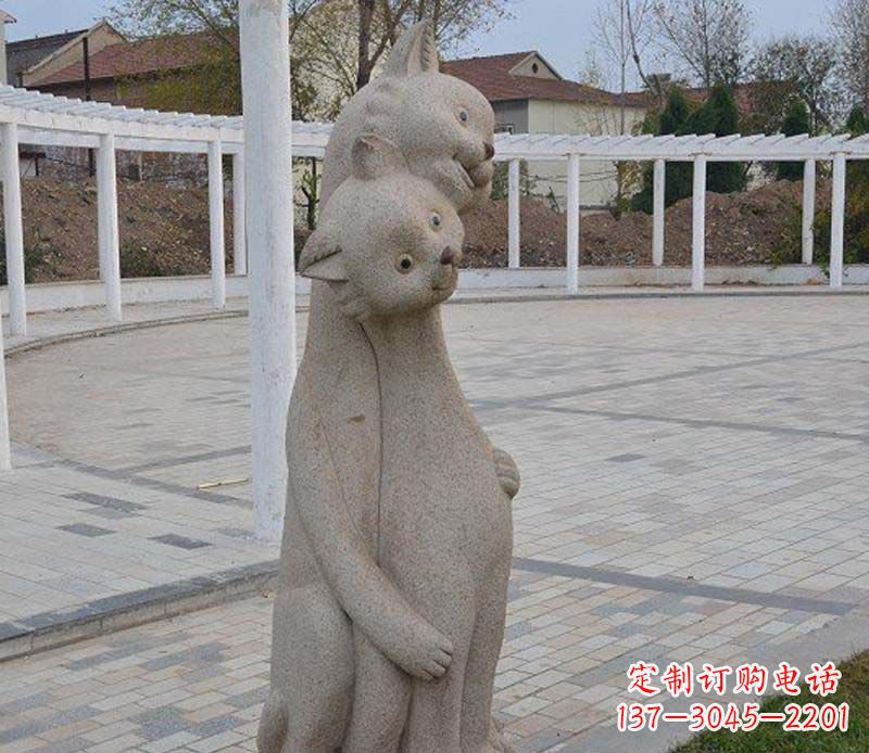 福建公园动物小猫石雕