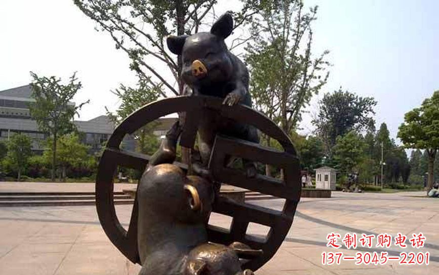 福建中领雕塑——动物猪铜雕