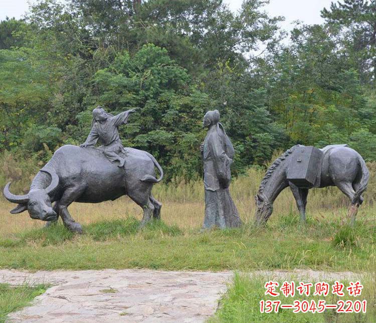 福建公园杜牧人物小品铜雕