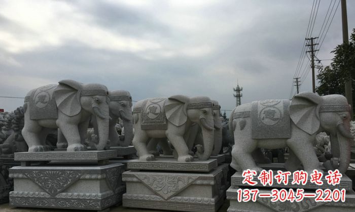 福建公园仿古大象动物石雕
