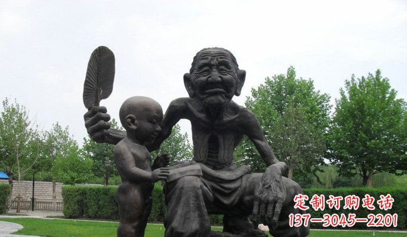 福建温馨老人铜雕