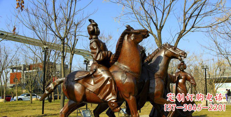 福建公园古代女人骑马景观铜雕
