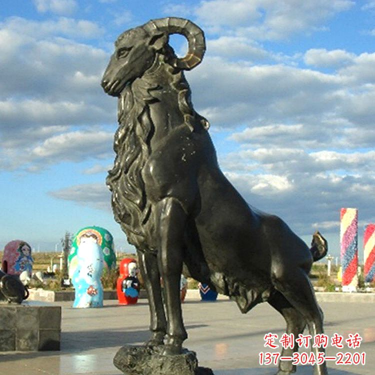 福建山羊铜雕塑 摆件
