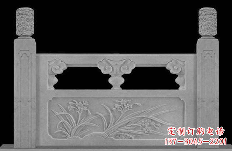 福建公园汉白玉兰花石浮雕栏板