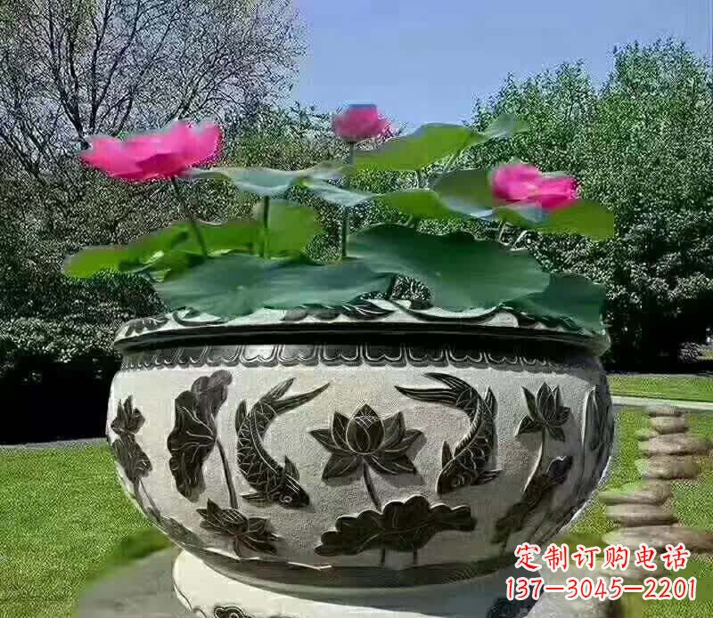 福建唯美鲤鱼水缸雕塑