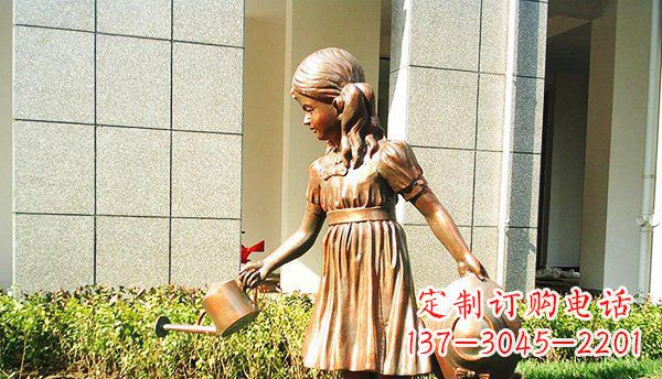 福建可爱的公园小女孩铜雕